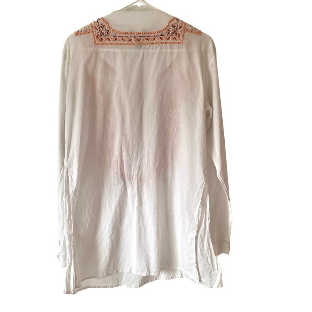 Roberto Cavalli Embellished Embroidered White Orange Women's Blouse sheer XL - Picture 3 of 8
